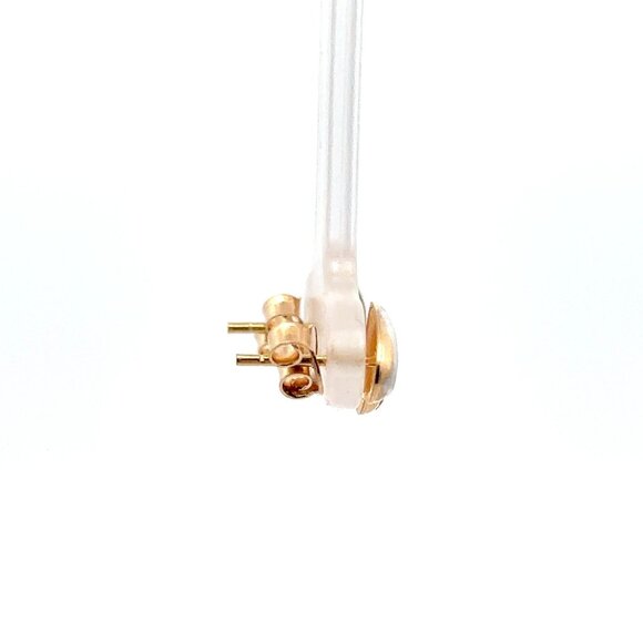 18K Gold Earrings Stud Heart Small Lightweight Two Tone - Picture 8 of 8